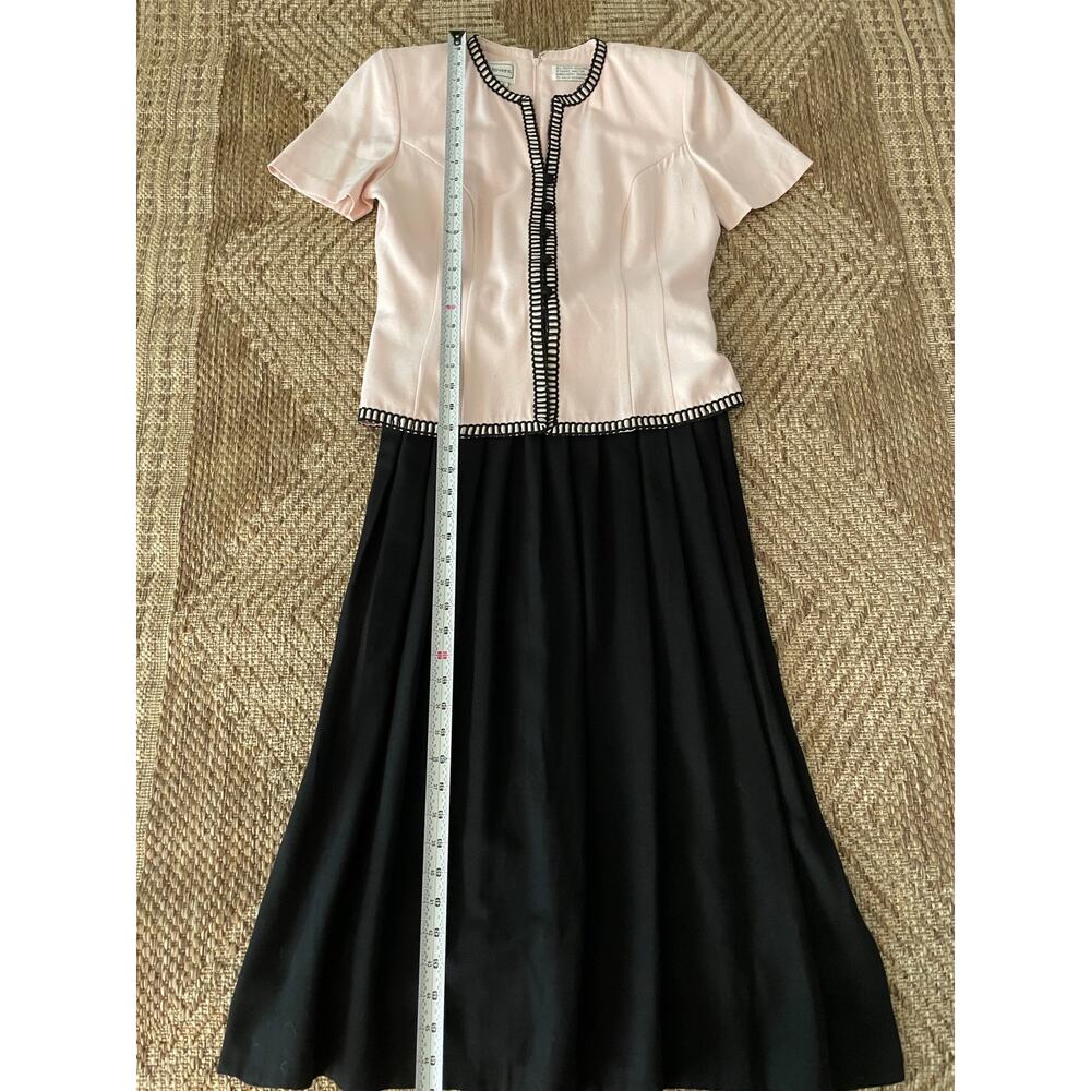 VTG Karin Stevens Pink and Black Maxi dress with Faux Jacket top SZ 6 - Picture 8 of 10